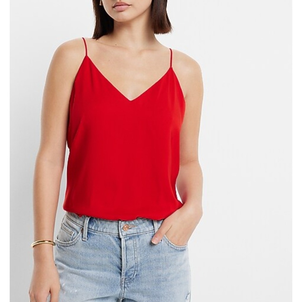 Express Red V-Neck Camisole Adjustable Spaghetti Strap Tank Top Size M